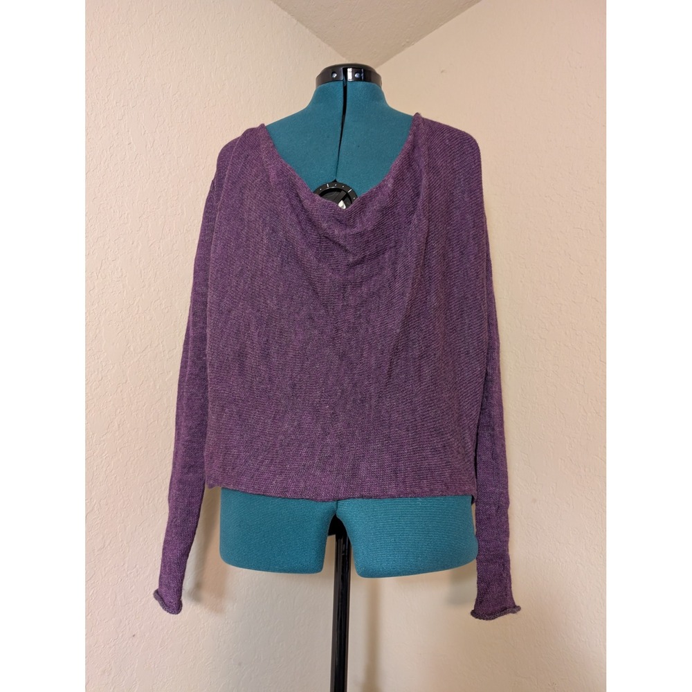 Eileen Fisher Cowl Neck Sweater Womens S Purple Alpaca Merino Wool‎ Italian Yarn